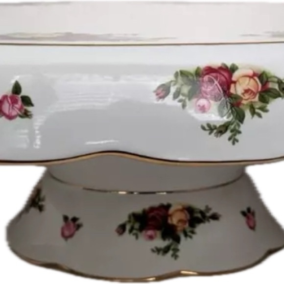 Royal Albert Old Country Roses Cake Platter & Chip/Vegetable Dip - Picture 5 of 6